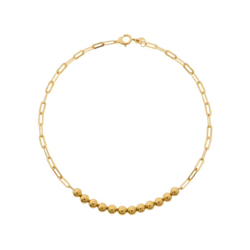 18K Real Gold Balls With Paper Clip Bracelet - Festive Collection - Embellish Gold