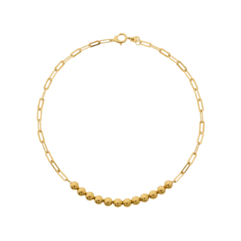 18K Real Gold Balls With Paper Clip Bracelet - Gold Bracelets - Embellish Gold