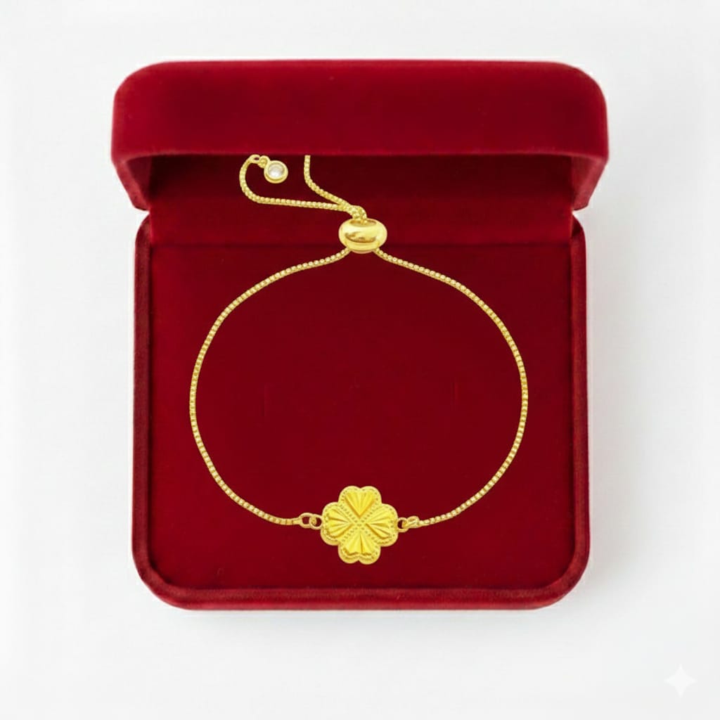 18K Gold Pendant with Plated Chain Bracelet (No:5) - Gold Bracelets - Embellish Gold