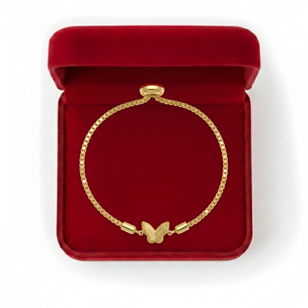 18k Gold butterfly pendant with gold plated chain - Gold Bracelets - Embellish Gold