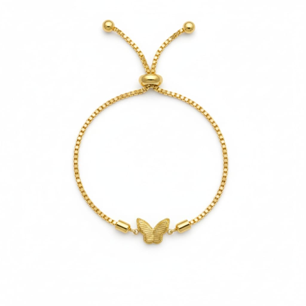 18k Gold butterfly pendant with gold plated chain - Gold Bracelets - Embellish Gold