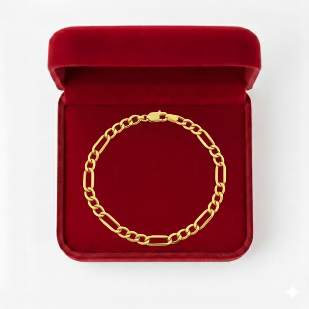 18K Real Gold Figaro Bracelet