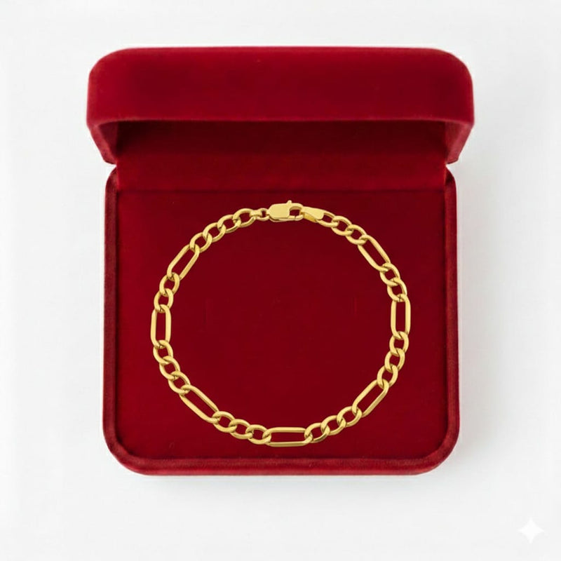 18K Real Gold Figaro Bracelet - Gold Bracelets - Embellish Gold