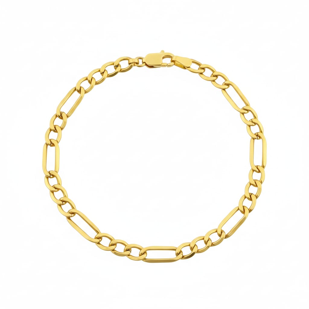 18K Real Gold Figaro Bracelet