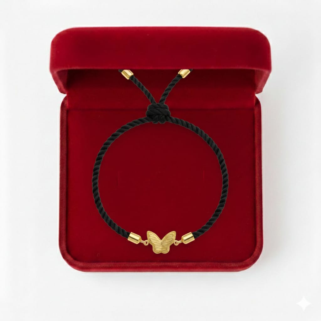 18k Gold Butterfly Bracelet with thread charm - Gold Bracelets - Embellish Gold Jewelry & Diamond