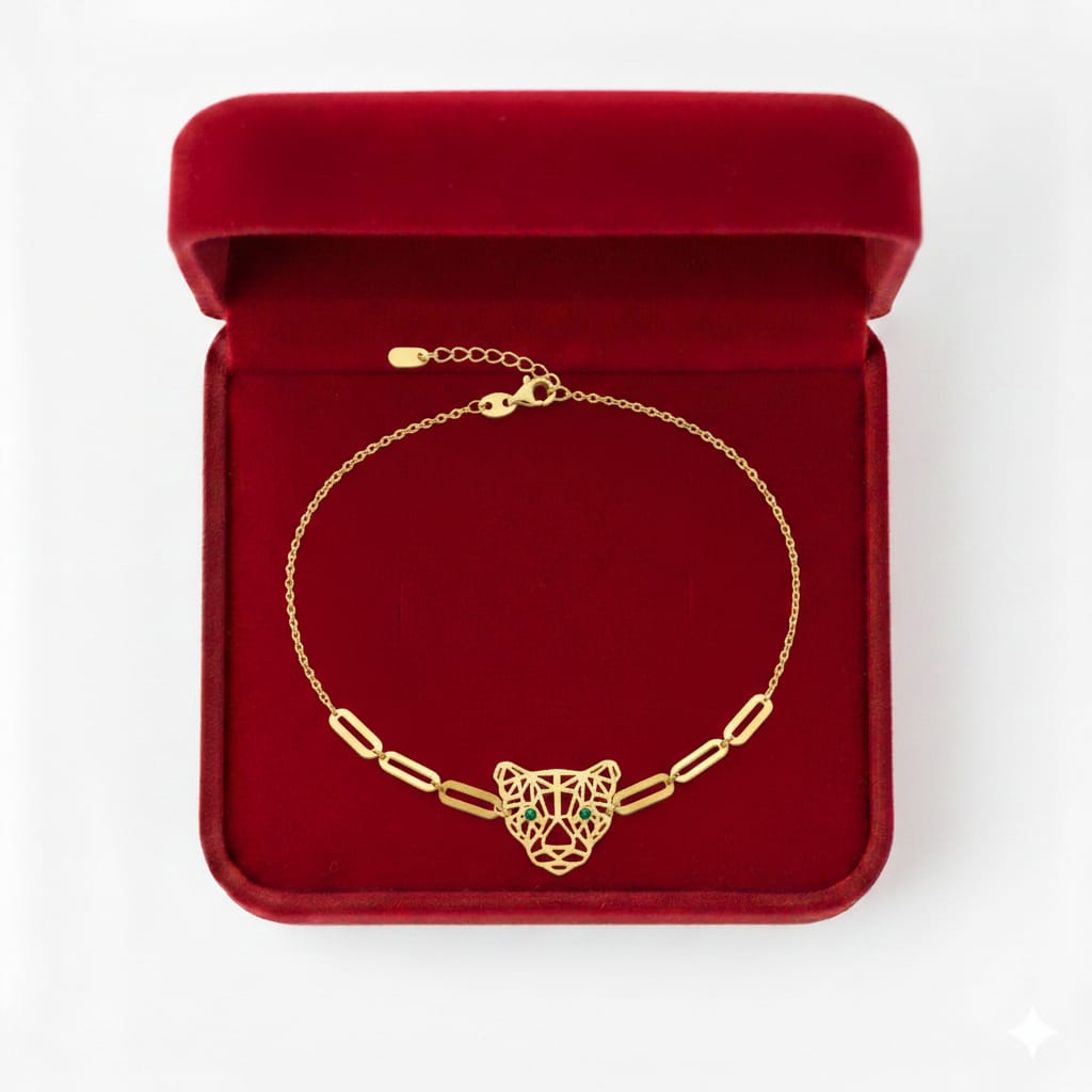 18K Real Gold Tiger Paper Clip Bracelet