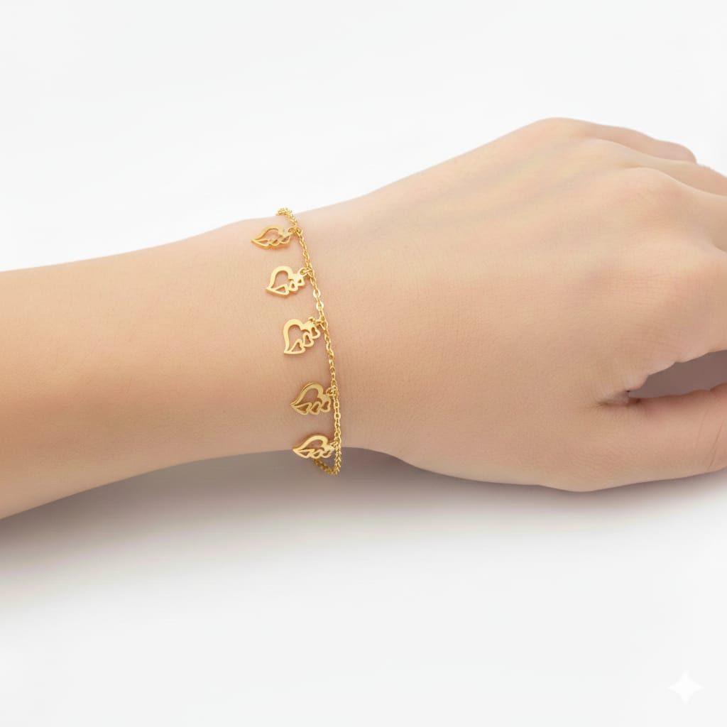 18K Real Gold Kids 4 Heart Bracelet