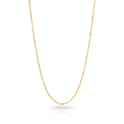 Gold chain necklace on a white background