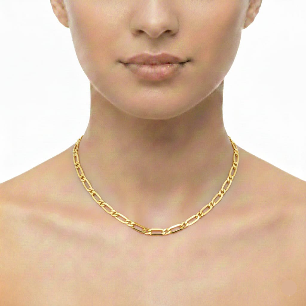 18k Gold Figaro 1 Chain - 18k Gold Chain - Embellish Gold Jewelry & Diamond