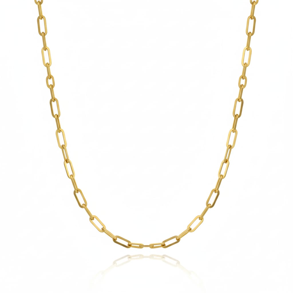 18K Real Gold Paper Clip Chain 1