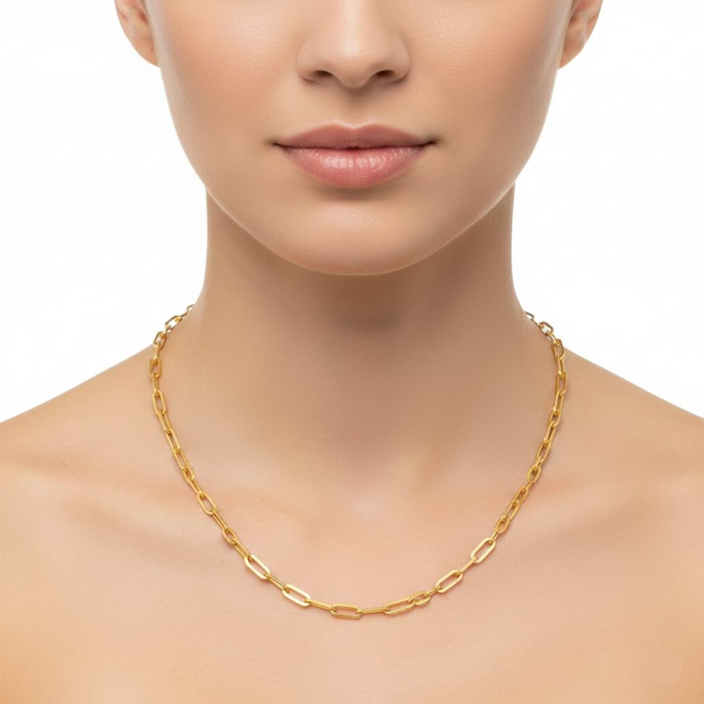 18K Real Gold Paper Clip Chain 1 - 18k Gold Chain - Embellish Gold