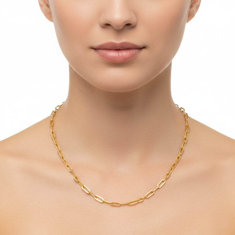 18K Real Gold Paper Clip Chain 1 - 18k Gold Chain - Embellish Gold