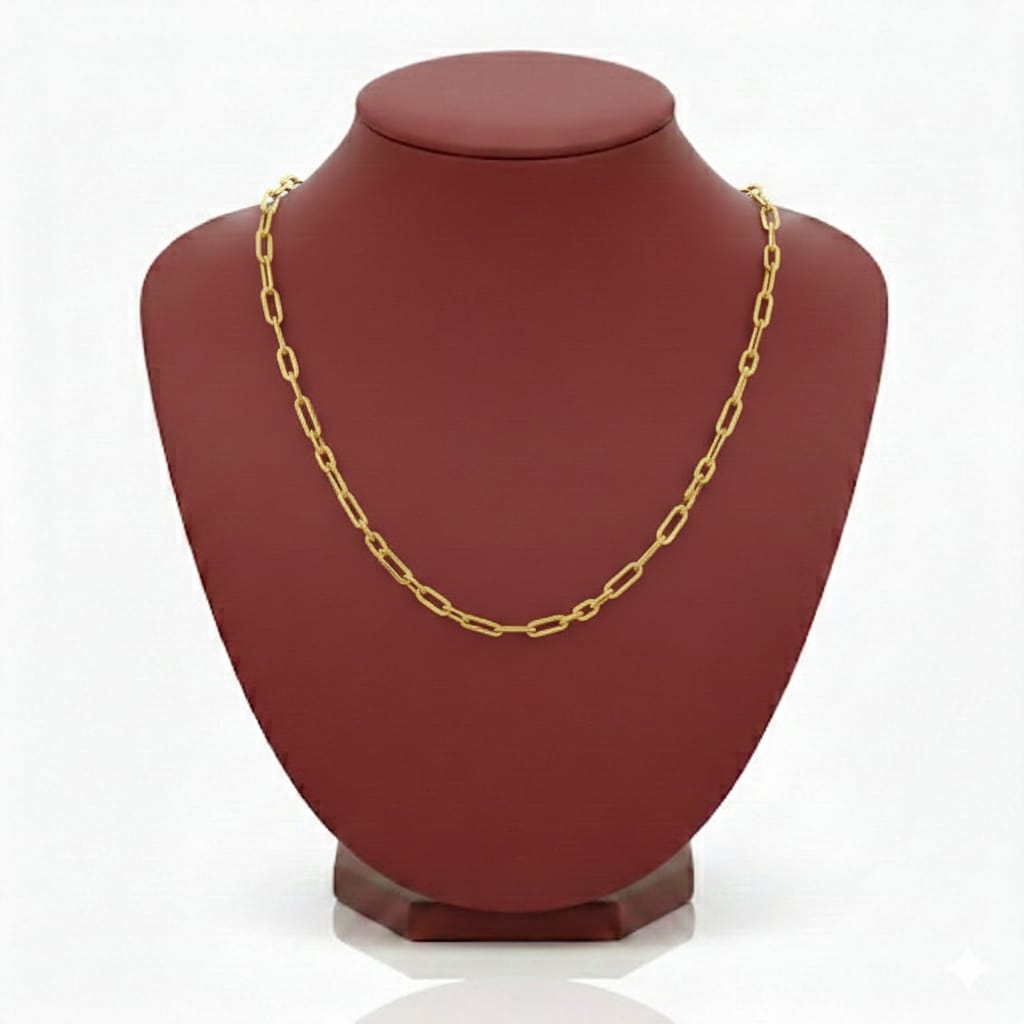 18K Real Gold Paper Clip Chain 1