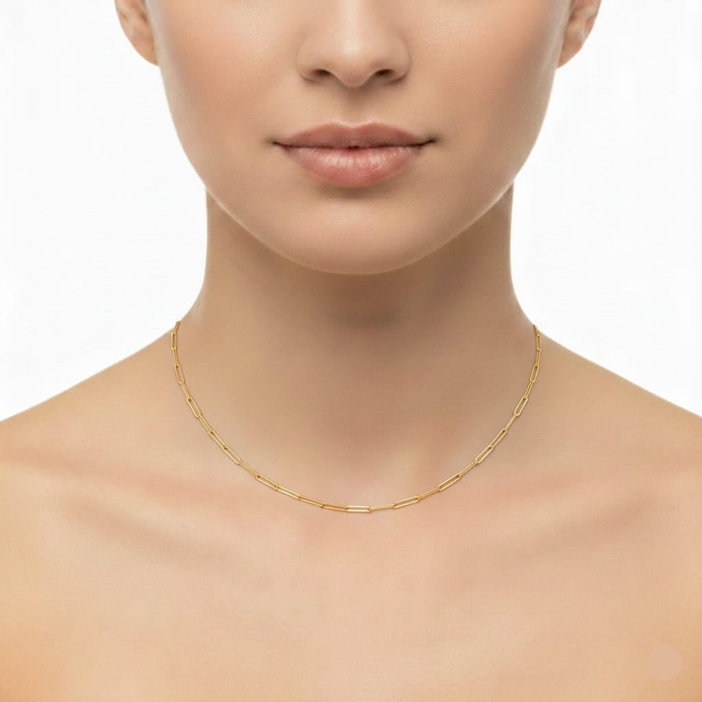 18K Real Gold Paper Clip Chain 2 - 18k Gold Chain - Embellish Gold