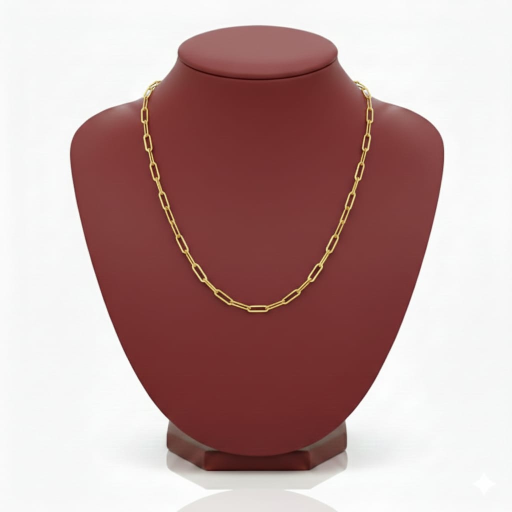 18K Real Gold Paper Clip Chain 2