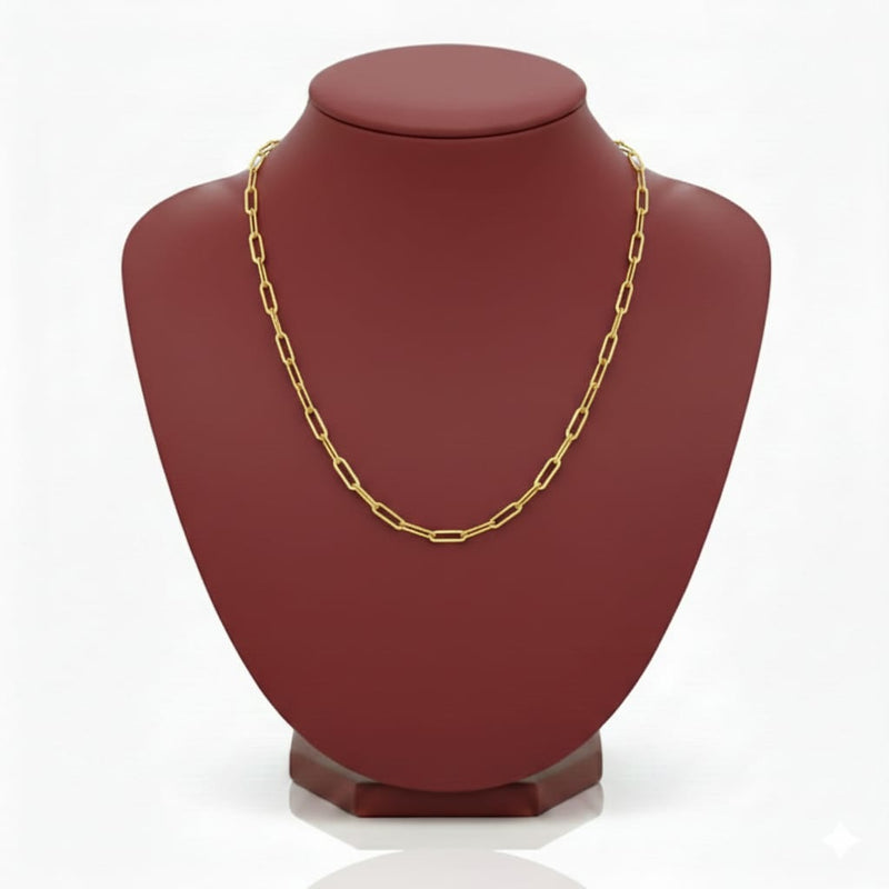 18K Real Gold Paper Clip Chain 2 - 18k Gold Chain - Embellish Gold