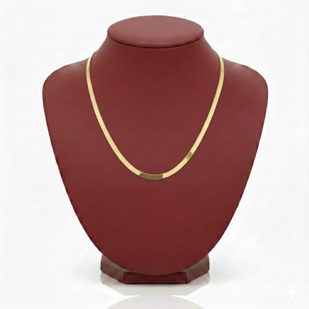 18k Gold Flat Snake Chain - 18k Gold Chain - Embellish Gold Jewelry & Diamond