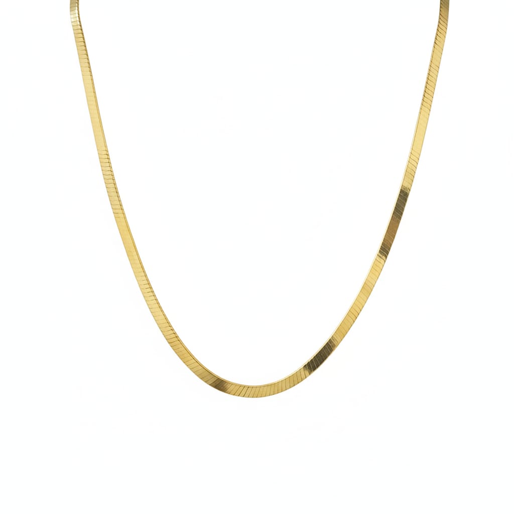 18k Gold Flat Snake Chain - 18k Gold Chain - Embellish Gold Jewelry & Diamond