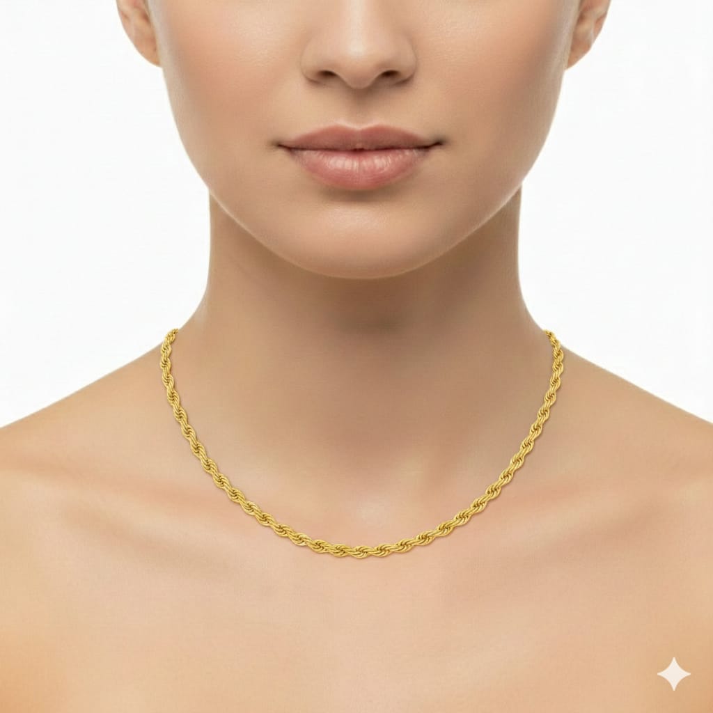 18K Real Gold Rope Chain 1