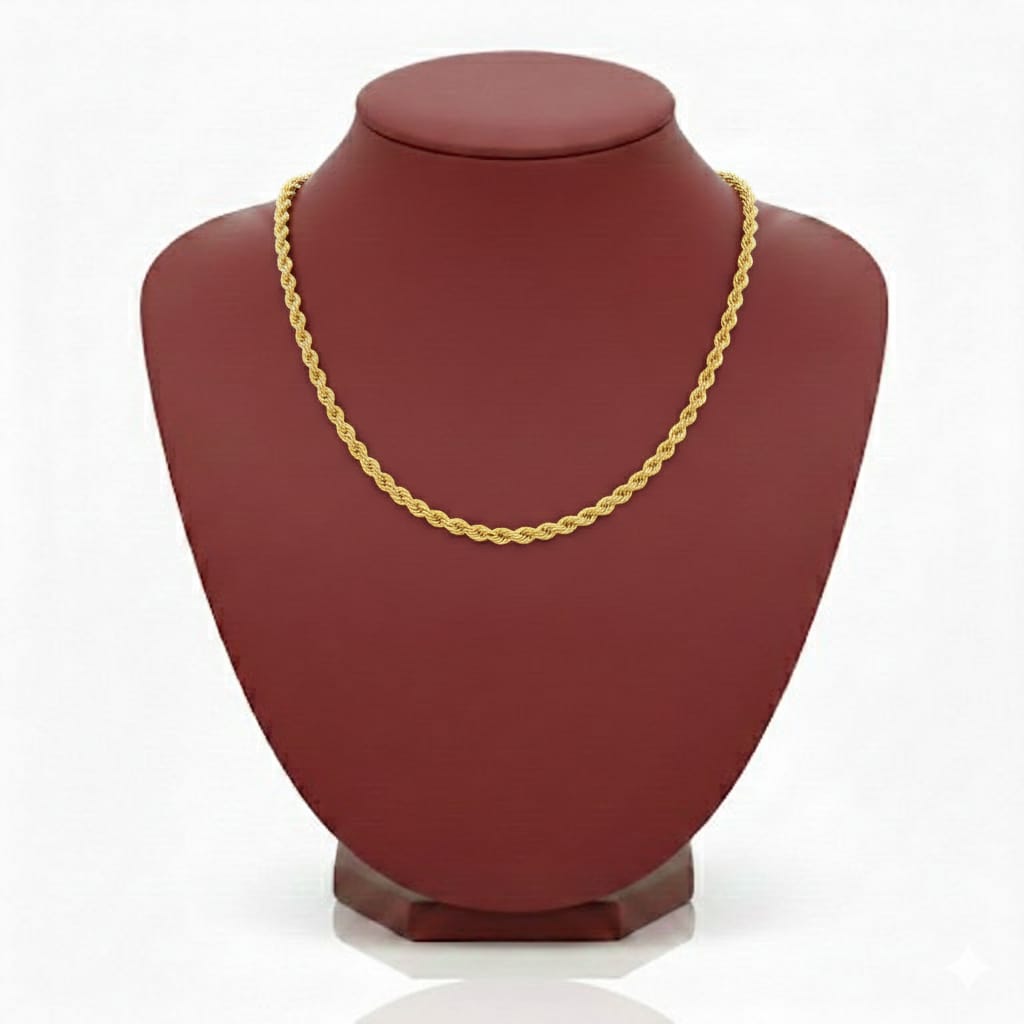 18K Real Gold Rope Chain 1 - 18k Gold Chain - Embellish Gold