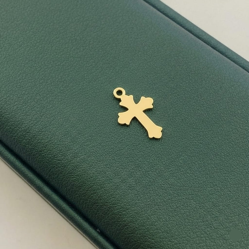 18k Gold Flat Cross Pendant - 18k Gold Pendant - Embellish Gold