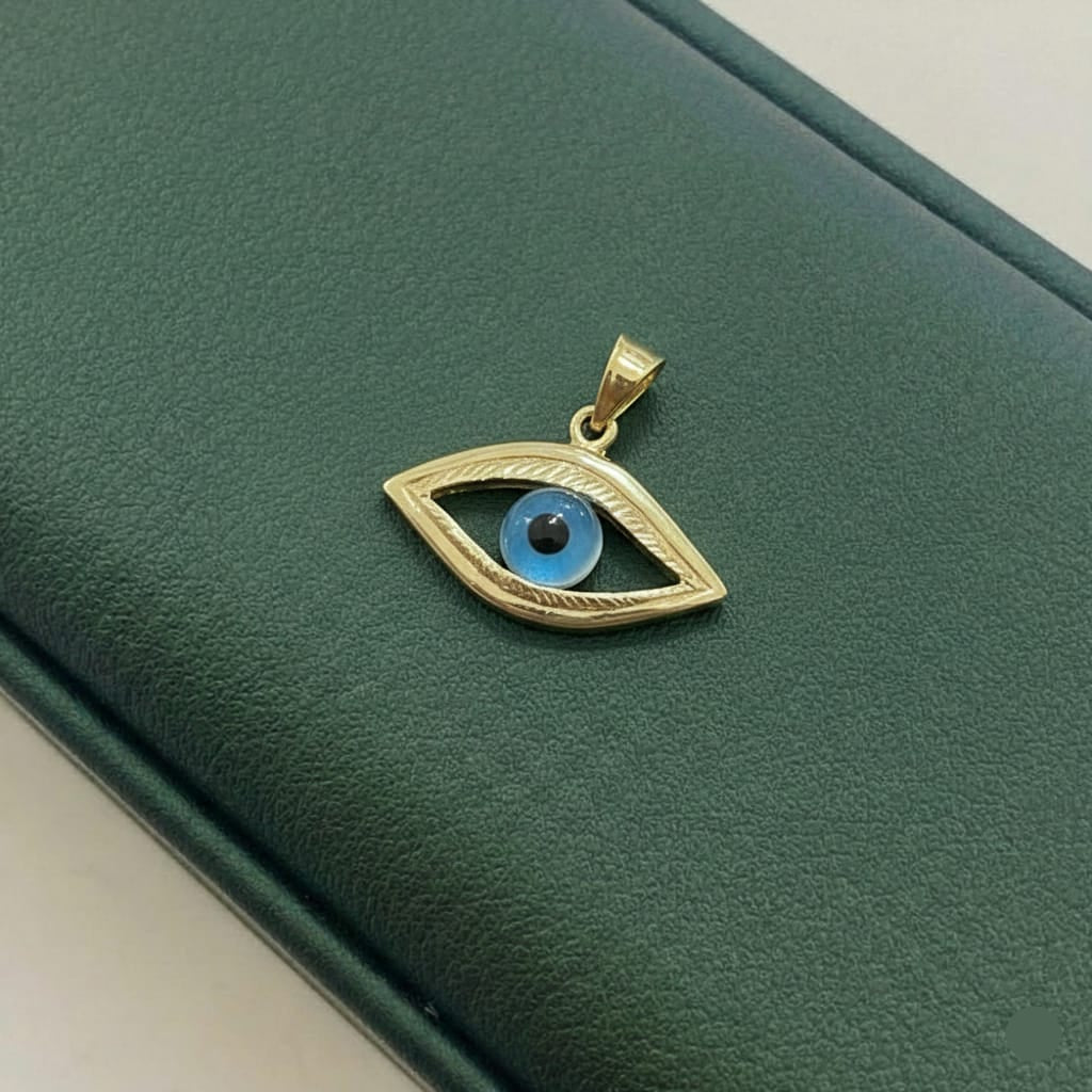 18k Gold Evil Eye 1 Pendant - 18k Gold Pendant - Embellish Gold