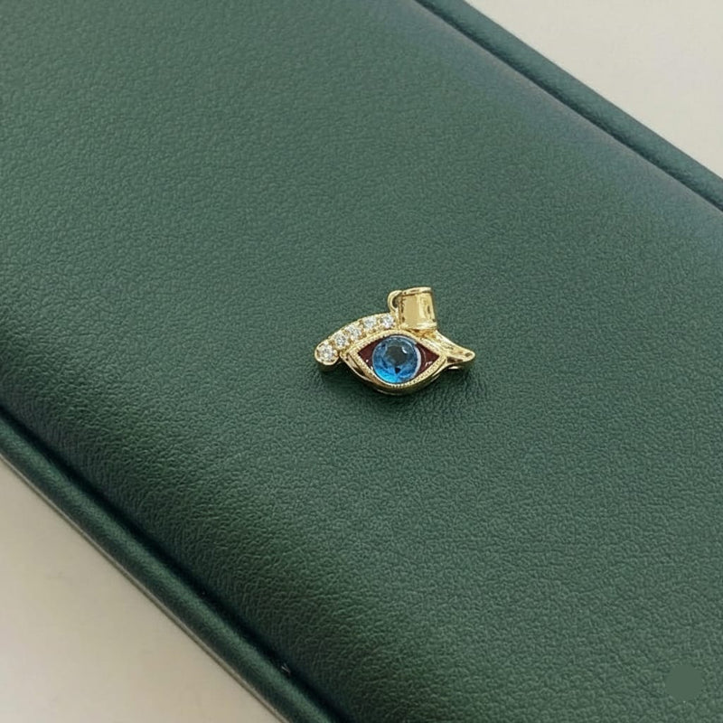18k Gold Eye Stone Pendant - 18k Gold Pendant - Embellish Gold