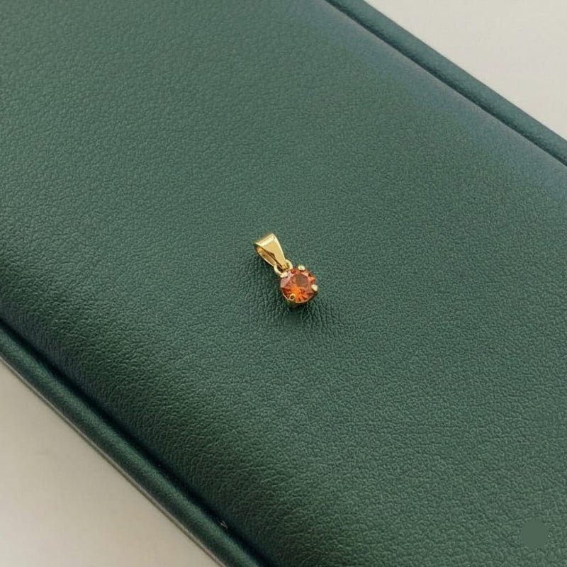 18k Gold Orange Zircon Pendant - 18k Gold Pendant - Embellish Gold Jewelry & Diamond