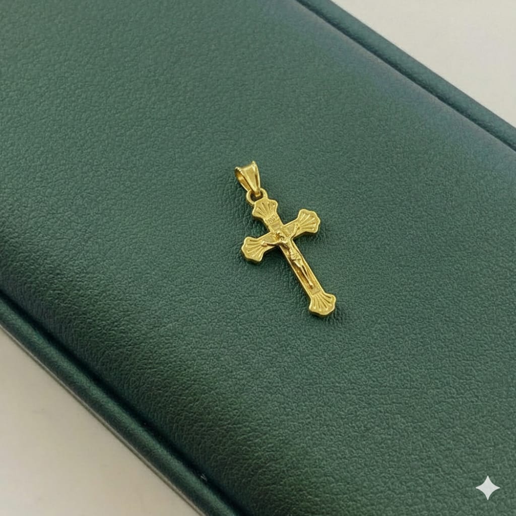18k Gold Hallow Cross Pendant