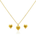 18k Gold Heart Stripe Set