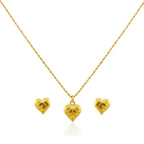 18k Gold Heart Stripe Set