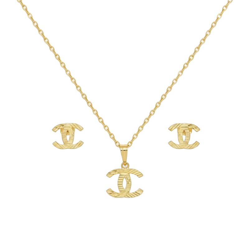 18k Gold Plain CC Jewelry Set - Jewelry Set - Embellish Gold