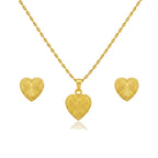 18k Gold Heart Lines Jewelry Set