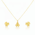 18K Real Gold Love Knot Necklace And Earring Set