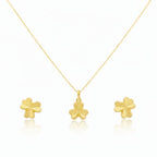 18K Real Gold Love Knot Necklace And Earring Set