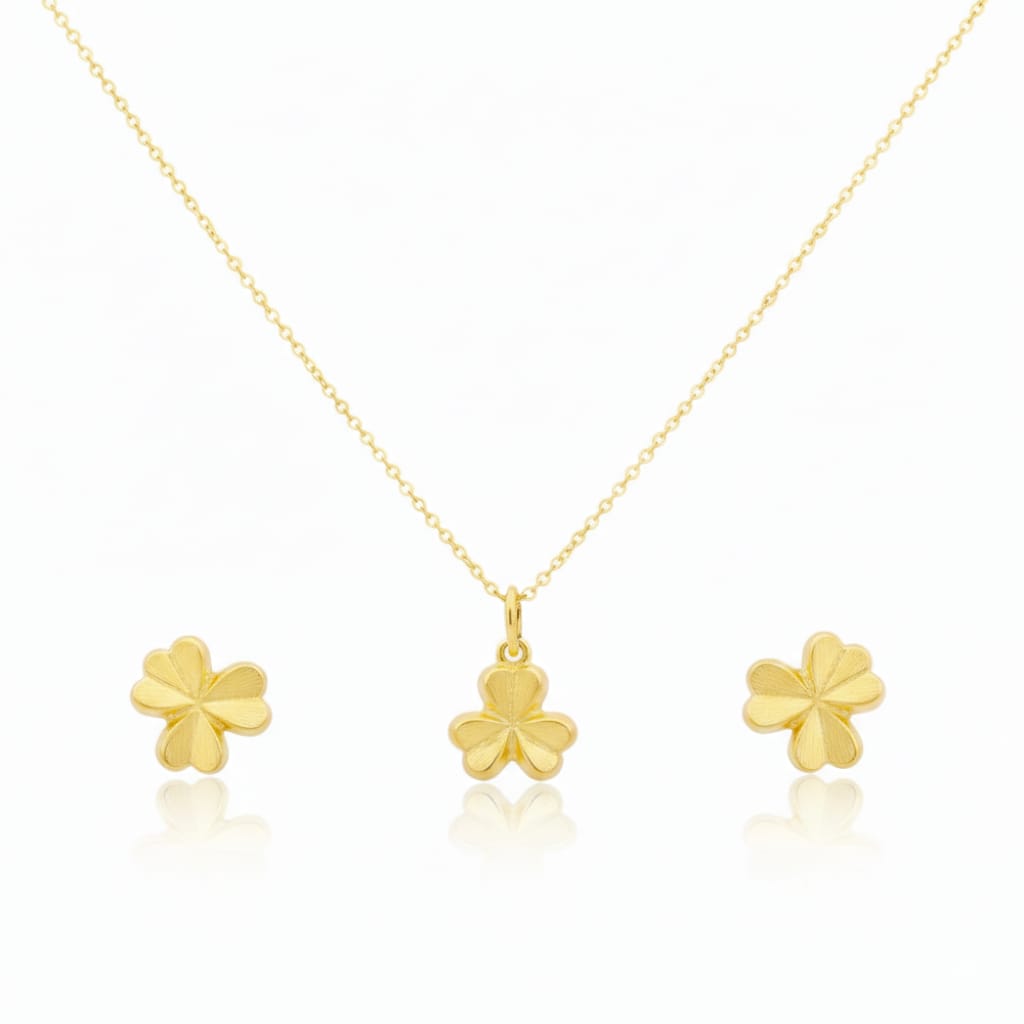 18K Real Gold Love Knot Necklace And Earring Set - Festive Collection - Embellish Gold