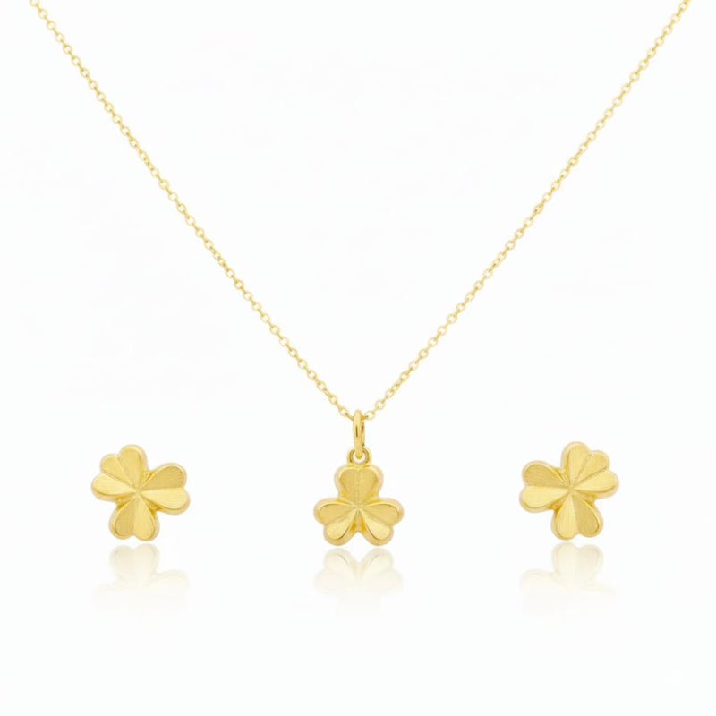 18K Real Gold Love Knot Necklace And Earring Set - Festive Collection - Embellish Gold