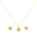 18K Real Gold Butterfly Necklace And Earring Set