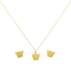 18K Real Gold Butterfly Necklace And Earring Set