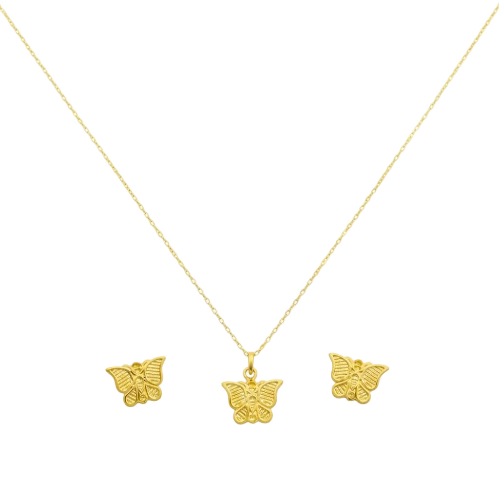 18K Real Gold Butterfly Necklace And Earring Set - إطلاق جديد - Embellish Gold