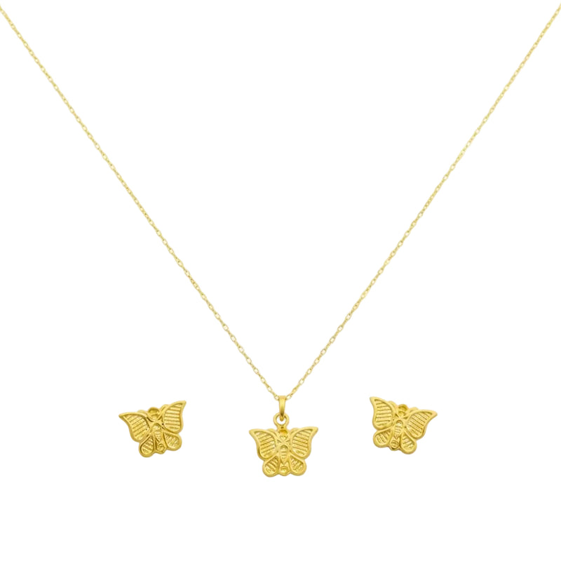 18K Real Gold Butterfly Necklace And Earring Set - Festive Collection - Embellish Gold