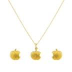 18K Real Gold Apple Necklace And Earring Set