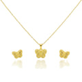18K Real Gold Butterfly Field Necklace And Earring Set