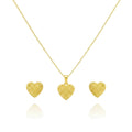 18K Real Gold Double Heart Necklace And Earring Set