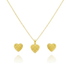 18K Real Gold Double Heart Necklace And Earring Set