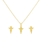 18K Real Gold Jesus Necklace And Earring Set
