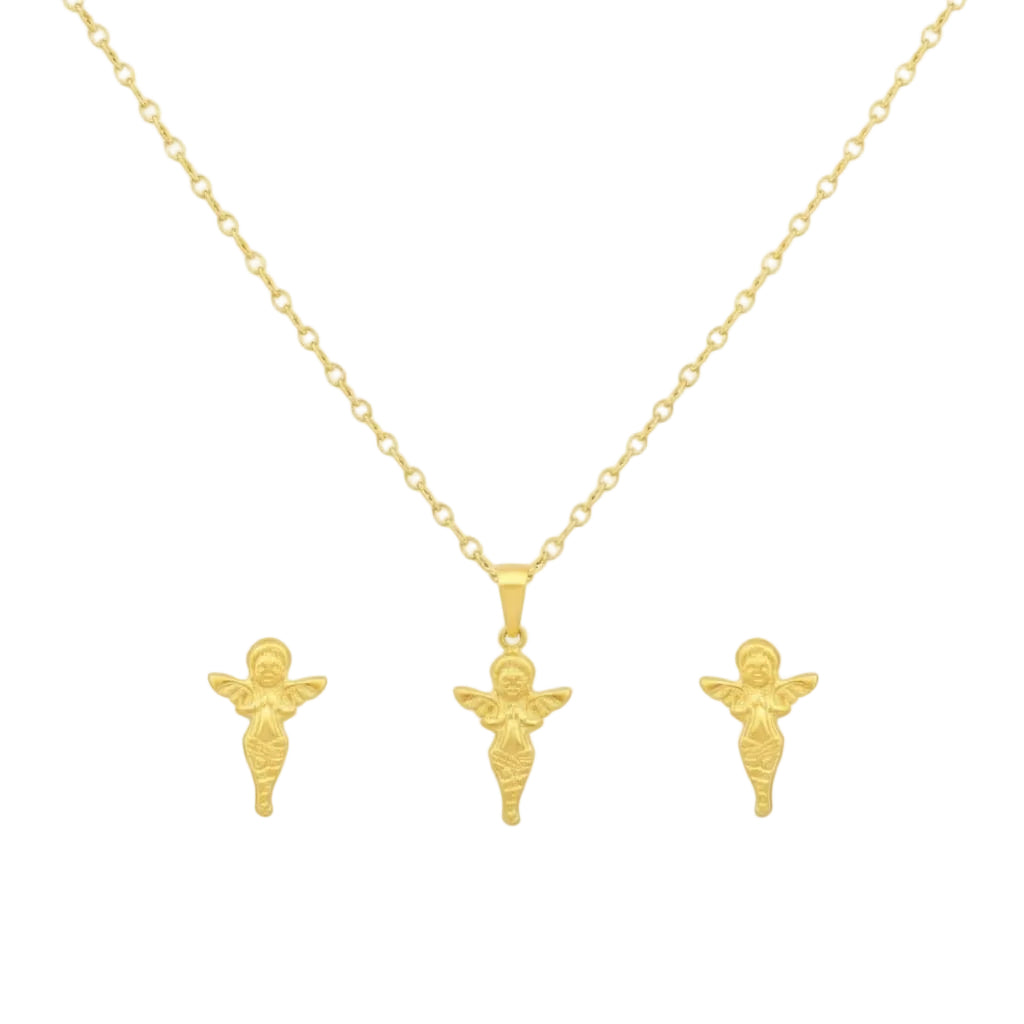 18K Real Gold Jesus Necklace And Earring Set - إطلاق جديد - Embellish Gold