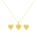 18K Real Gold IND Heart Necklace And Earring Set