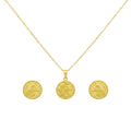 18K Real Gold Life Of Tree Necklace And Earring Set