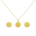 18K Real Gold Life Of Tree Necklace And Earring Set